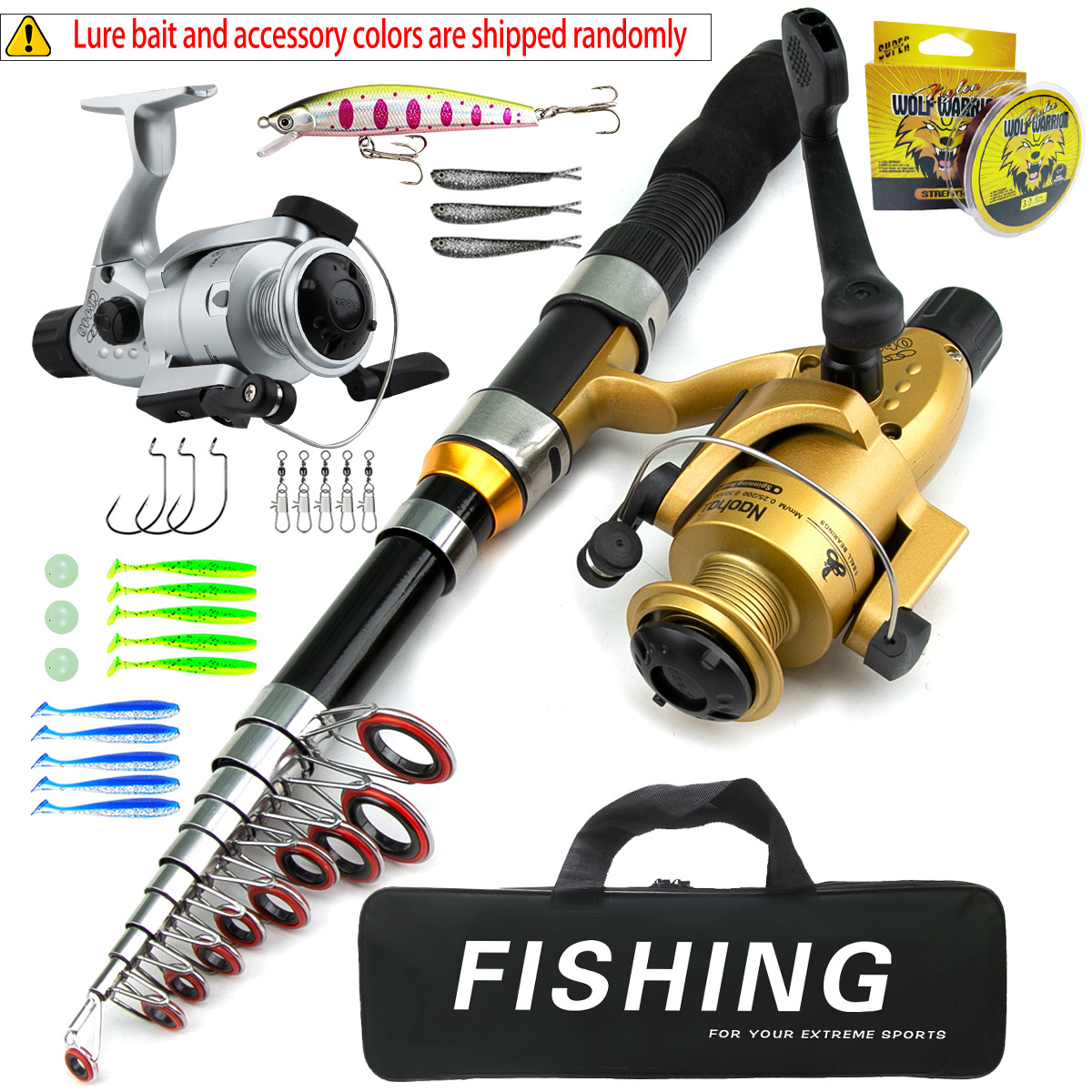 Saltwater Fishing Hook - Portable 1.8m 2.1m Telescopic Fishing Rod
